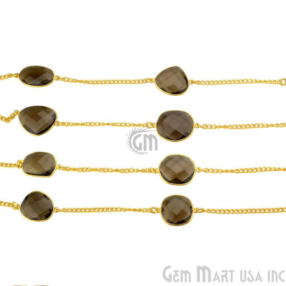 Smoky Topaz 15mm Gold Plated Bezel Link Connector Chain - GemMartUSA (764202647599)