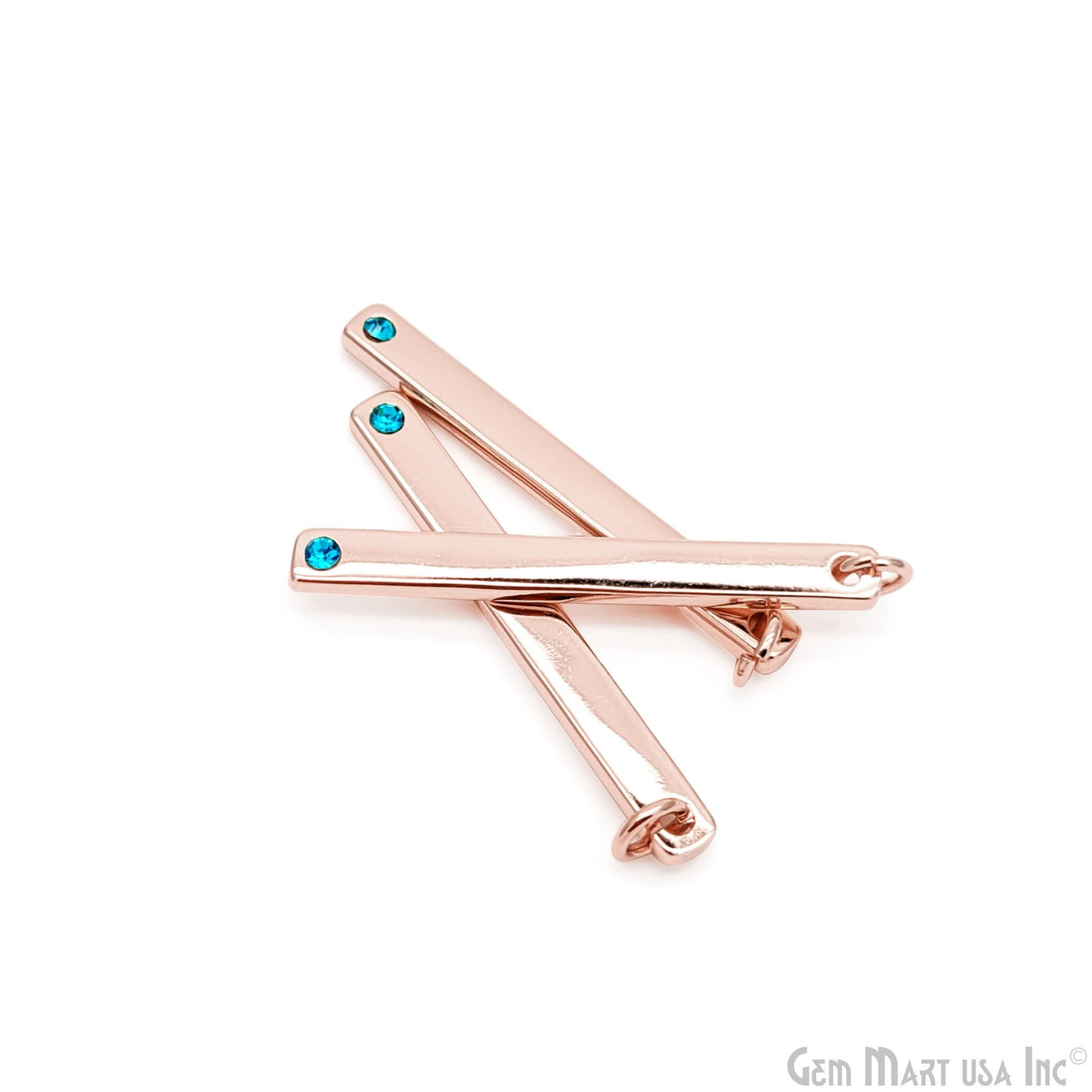 Aquamarine Bead Rectangle Bar Pendant 32x3mm March Birthstone Gemstone Charm
