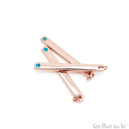 Aquamarine Bead Rectangle Bar Pendant 32x3mm March Birthstone Gemstone Charm