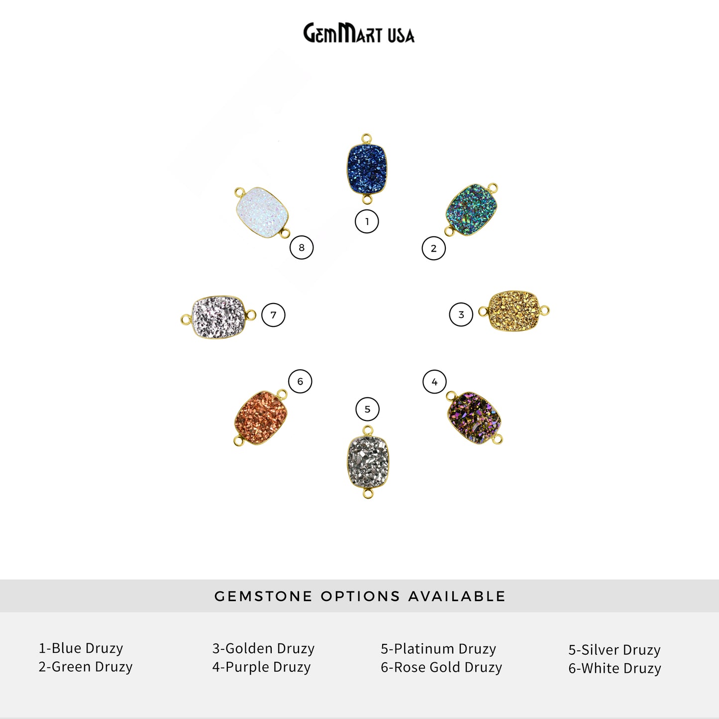 Titanium Druzy 7x9mm Octagon Double Bail Gold Bezel Connector