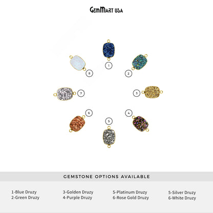 Titanium Druzy 7x9mm Octagon Double Bail Gold Bezel Connector