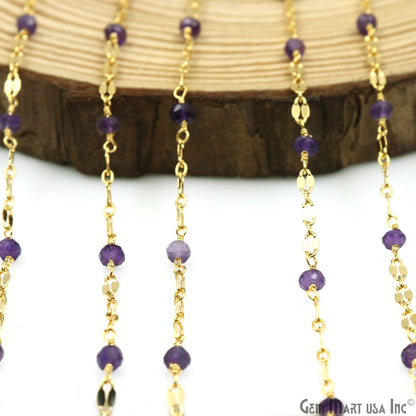 Amethyst Beads Gold Plated Finding Rosary Chain