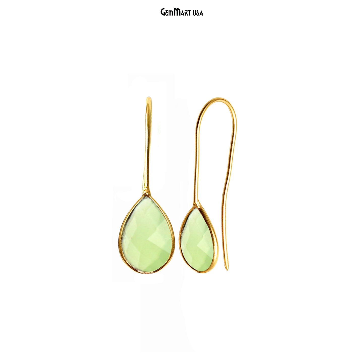 Pear Shape 31x9mm Gemstone Connector Hook Earrings