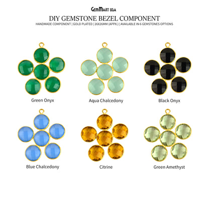 Gemstone 26x26mm Gold Plated Gemstone Bezel Component