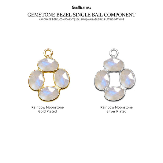 DIY Rainbow Moonstone 20x15mm Single Bail Chandelier Finding Component (Pick Your Metal)