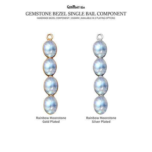 DIY Rainbow Moonstone 35x6mm Chandelier Finding Component (Pick Your Plating)