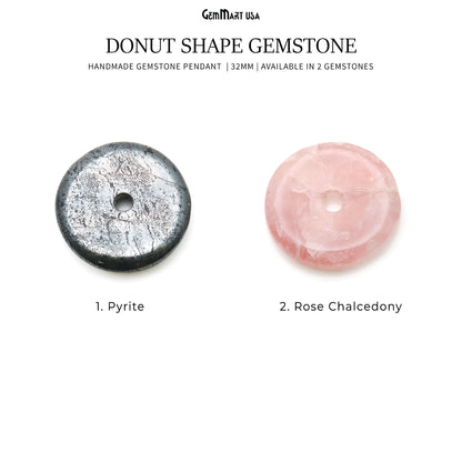 Donut Shape Gemstone 32mm Focal Energy Pendant With A Hole