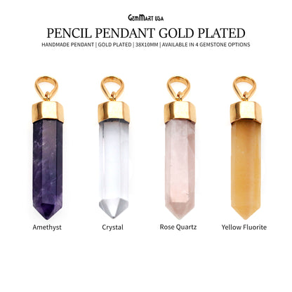 Pencil Pendant 38x10mm Gold Plated Single Bail Pencil