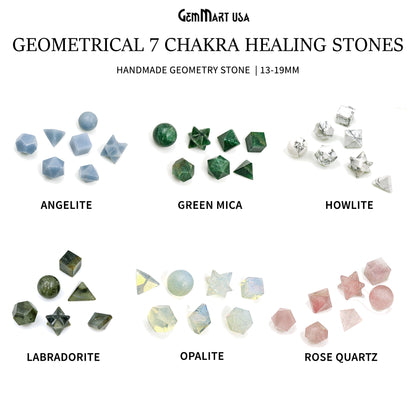 Platonic Sacred Geometry, 7 Chakra Healing Stone, 13-19mm Geometrical Gemstones, Reiki Energy Stones