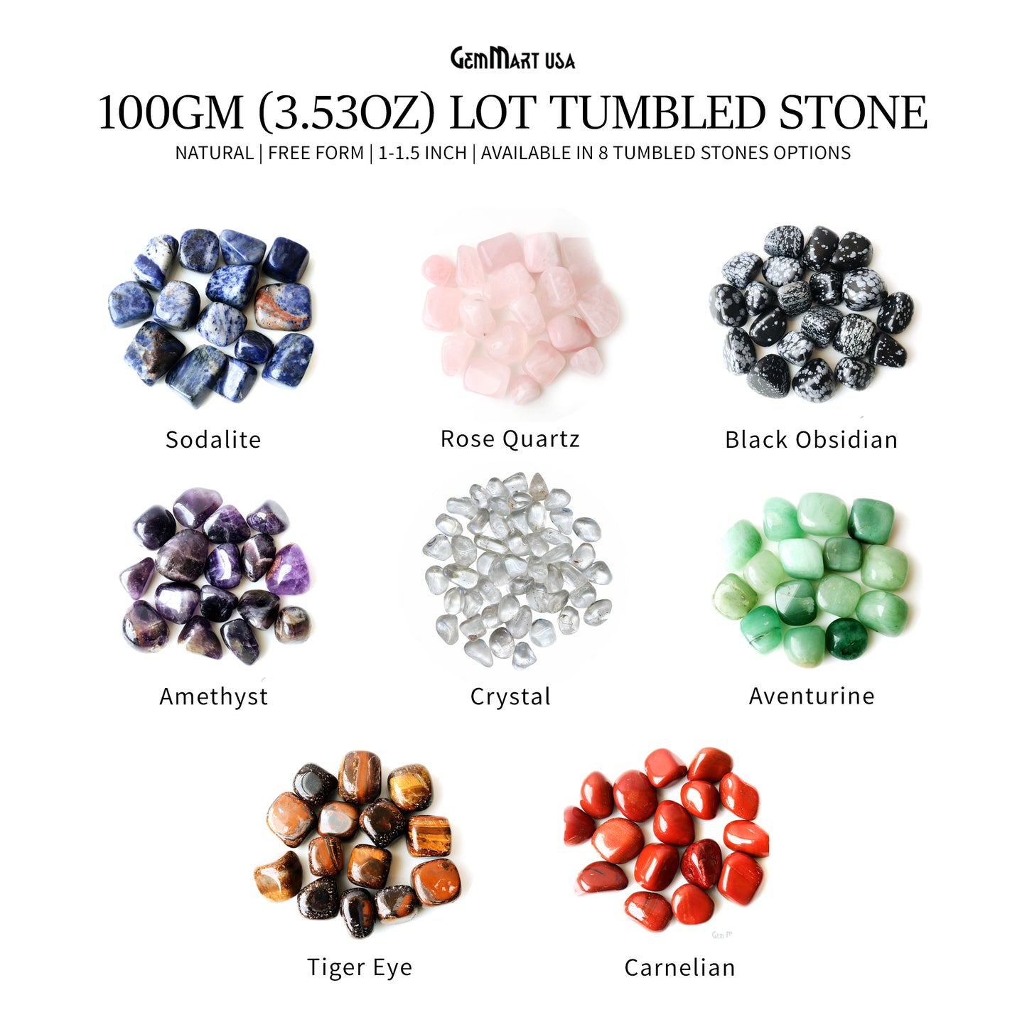 100gm (3.53oz)  Lot Tumbled Stone 1-1.5 Inch Loose Gemstone Beads