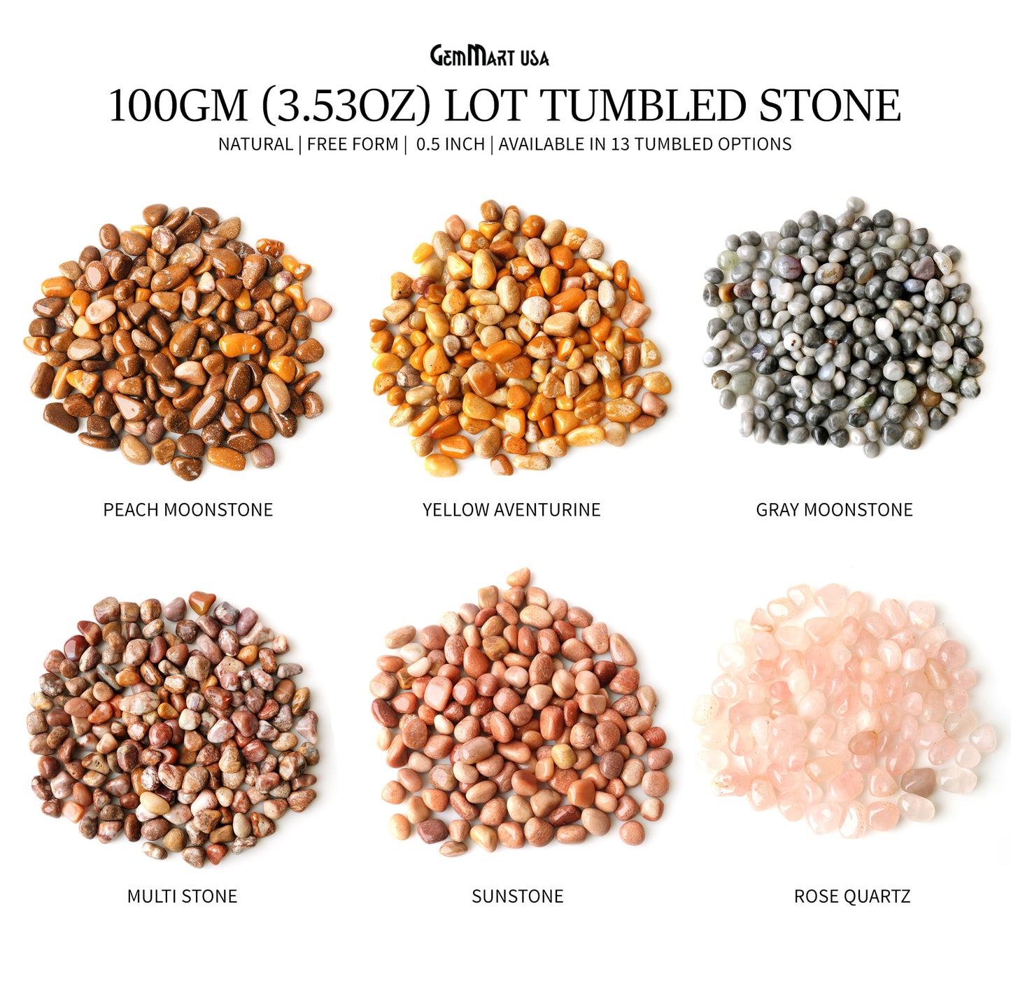 100gm (3.53oz)  Lot Tumbled Stone 0.5 Inch Loose Gemstone Beads