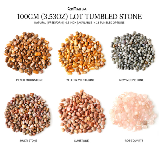 100gm (3.53oz)  Lot Tumbled Stone 0.5 Inch Loose Gemstone Beads