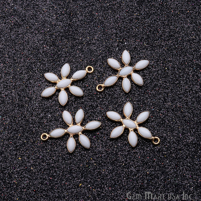 DIY White Agate 23x17mm Gold Plated Chandelier Finding Component - GemmartUSA