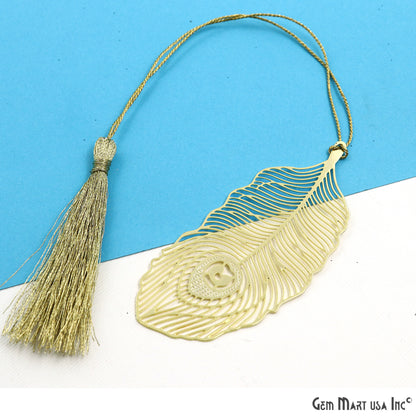 Feather-shaped Brass Metal Bookmark with tassel |3x1.41" inches Gold Finish Plated Bookmark- Reader’s Gift, Mother’s Day Gift