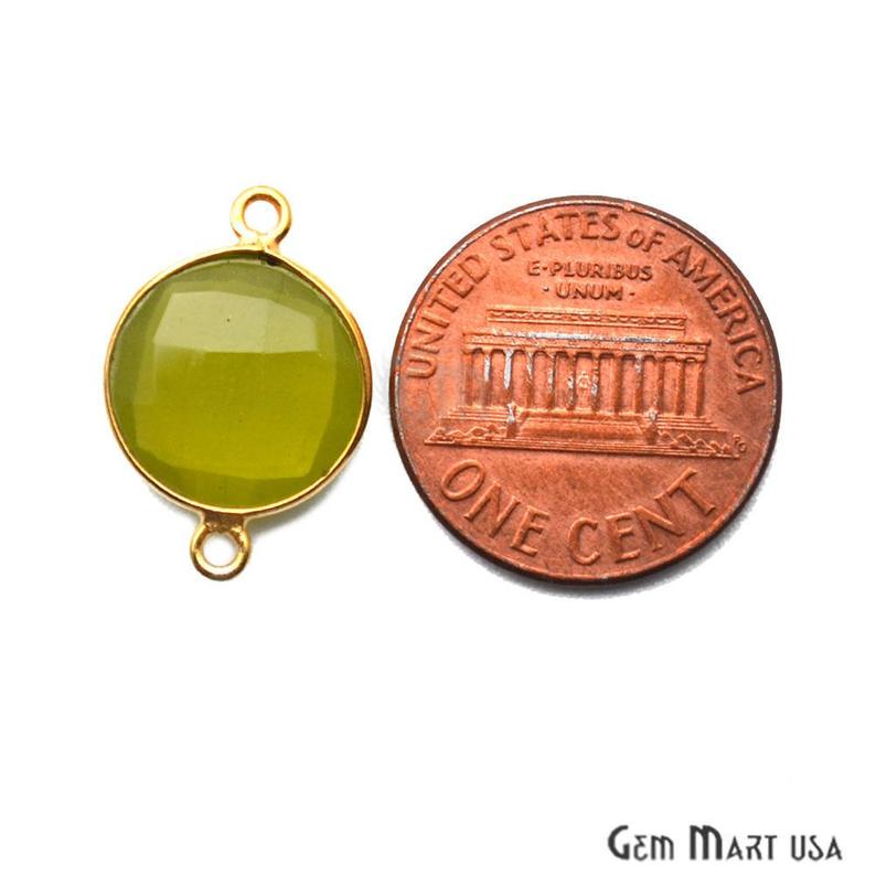 Round 12mm Double Bail Gold Bezel Gemstone Connector