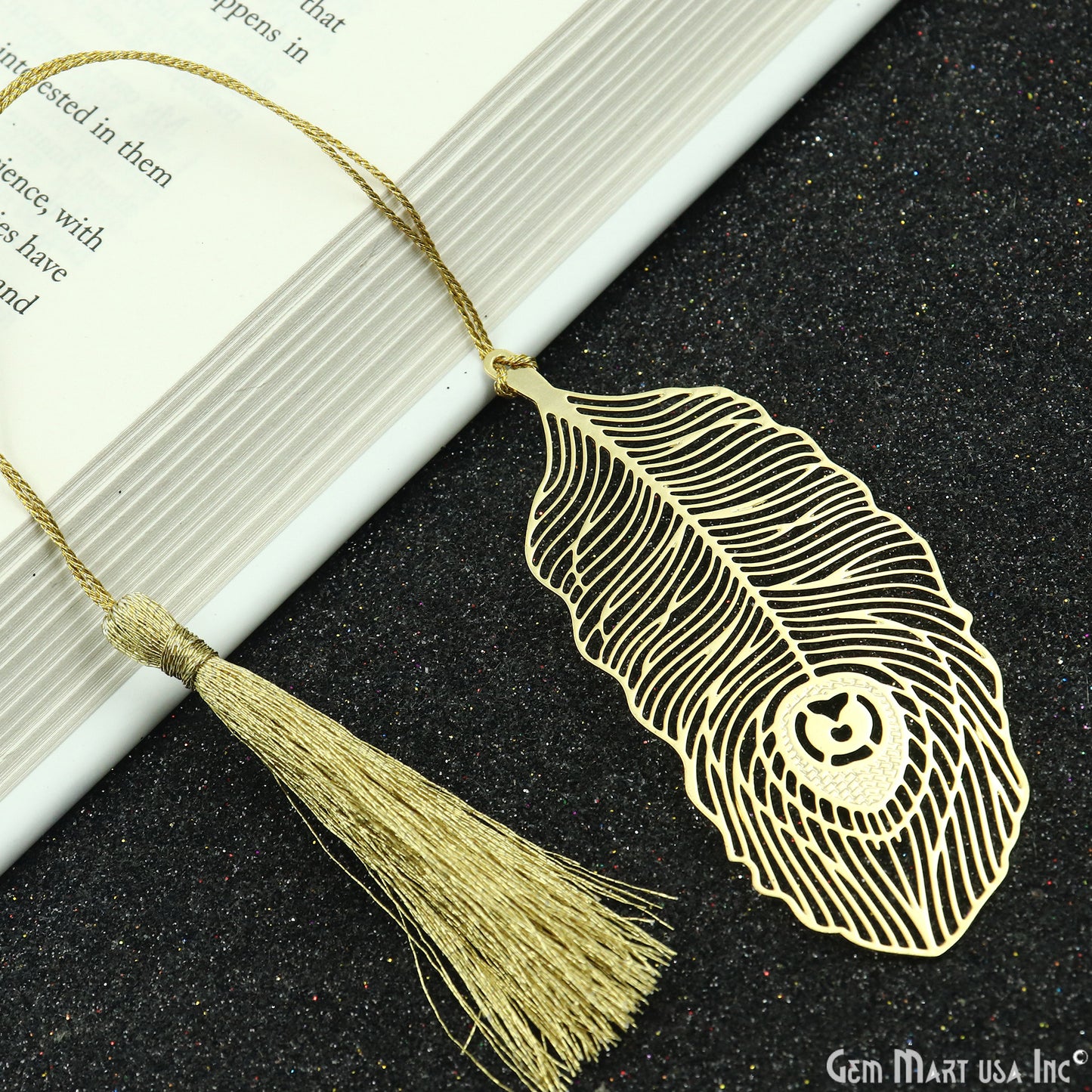 Feather-shaped Brass Metal Bookmark with tassel |3x1.41" inches Gold Finish Plated Bookmark- Reader’s Gift, Mother’s Day Gift