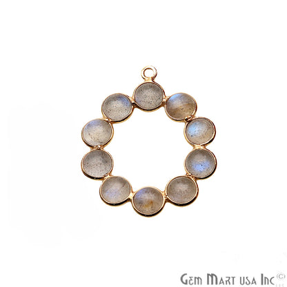DIY, Labradorite Gold Plated 29x24mm Round Chandelier Finding Component - GemmartUSA