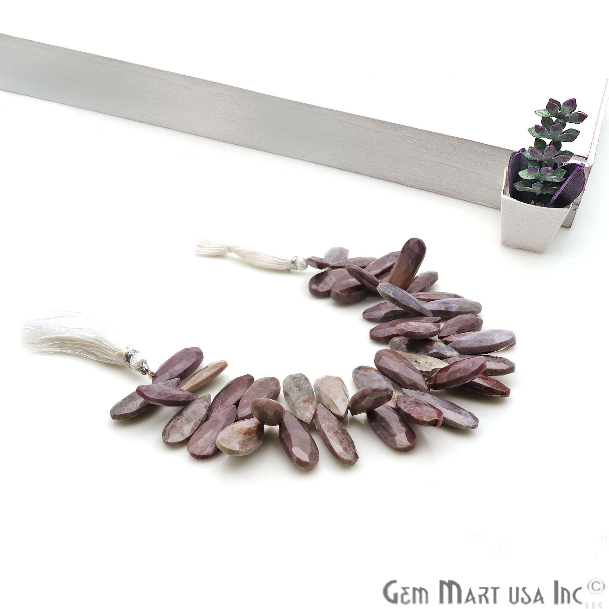 Lavender Quartz Pears 24x10mm Crafting Beads Gemstone Strands 8INCH - GemmartUSA