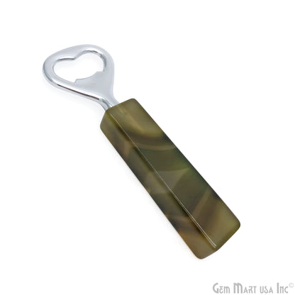 Bottle Opener in Natural Agate, Bar Wine Tool, Beer Soda Metal Cap Opener