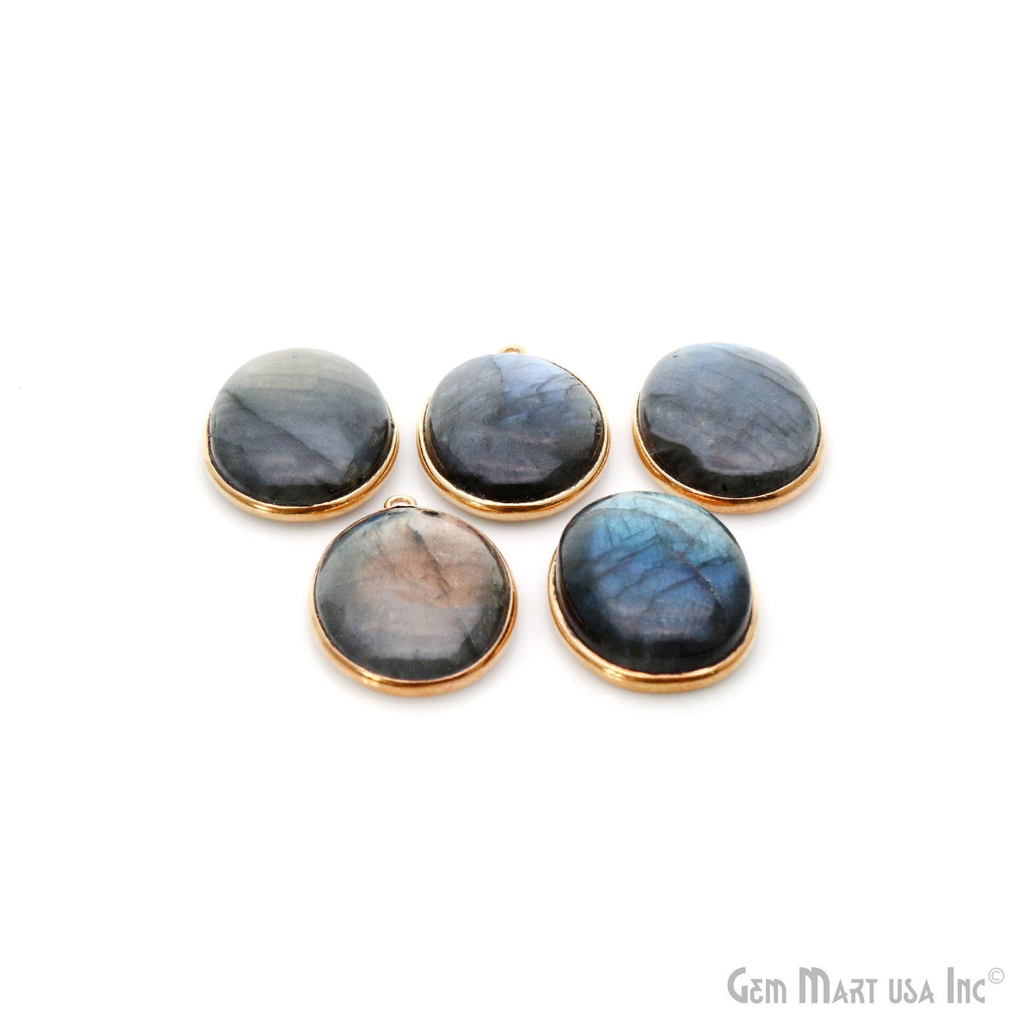 Flashy Labradorite Cabochon 24x17mm Oval Single Bail Gold Plated Gemstone Connector