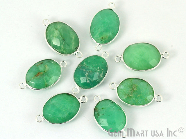 Oval 12x16mm Silver Bezel Double Bail Gemstone Connector
