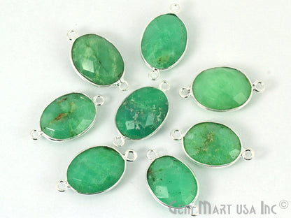 Oval 12x16mm Silver Bezel Double Bail Gemstone Connector