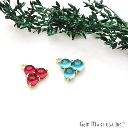 Gemstone 16x13mm Prong Setting Gold Plated Component Connector (Pink Stone) - GemmartUSA