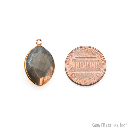 Labradorite Marquise 14x18mm Gold Plated Single Bail Gemstone Bezel Connector