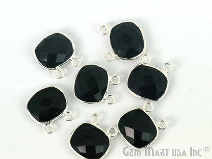 Octagon 10x12mm Cat Bail Gemstone Silver Bezel Connector