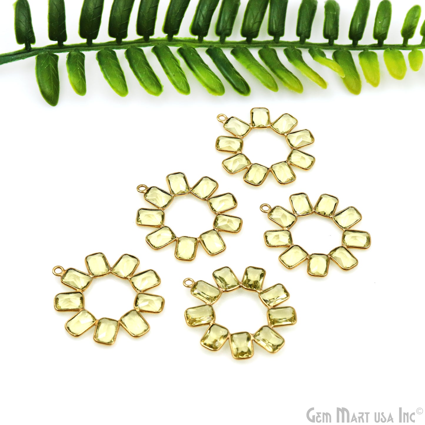 DIY Round Gemstone 32x28mm Gold Plated Chandelier Finding Component