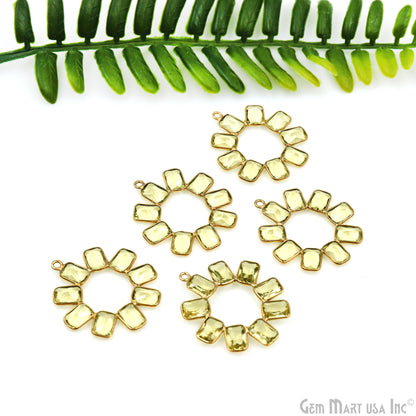 DIY Round Gemstone 32x28mm Gold Plated Chandelier Finding Component