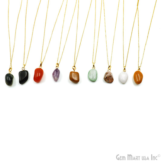 Tumbled Shaped 25x15mm Gold Plated Necklace Chain Pendant 18 Inch
