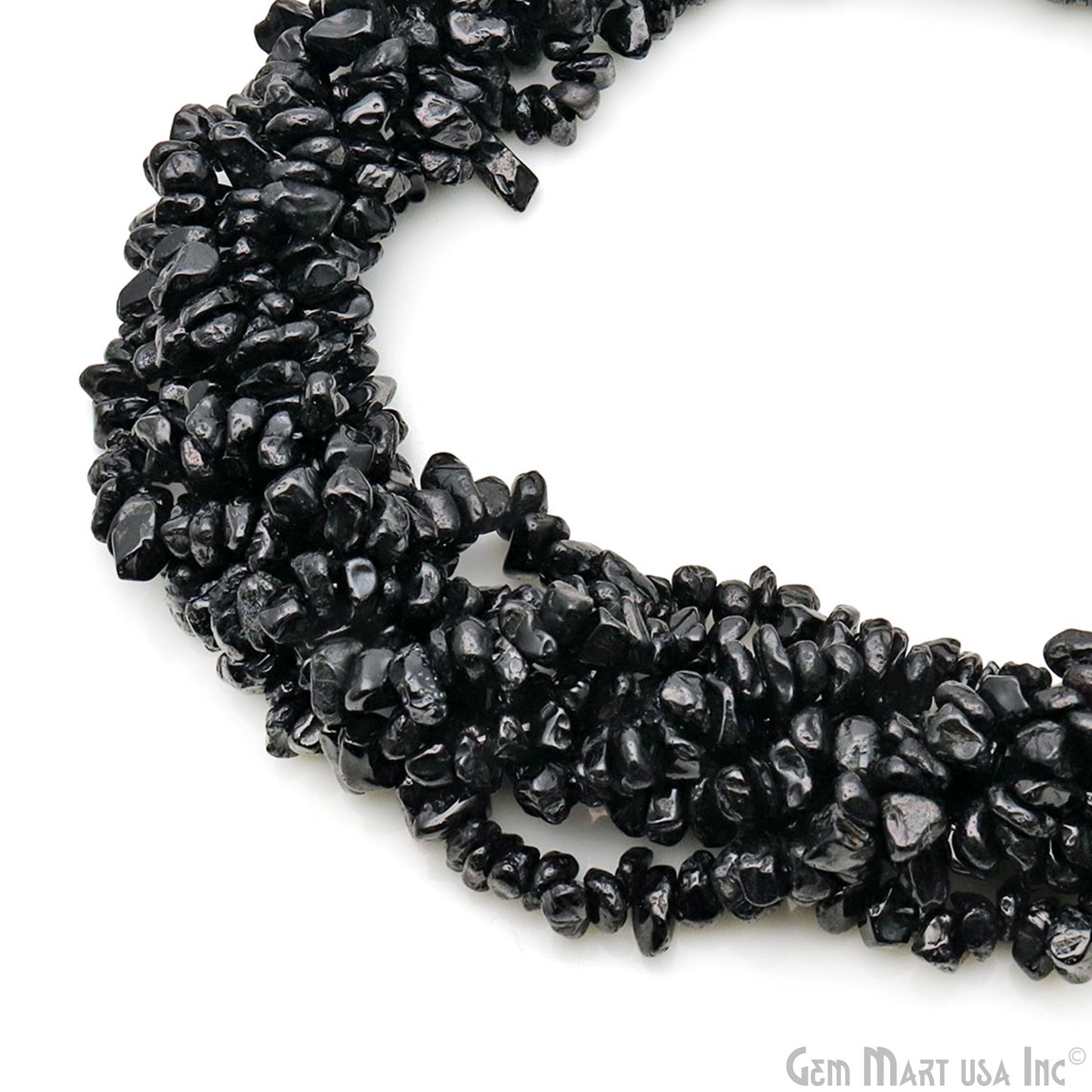 Black Spinel Chip Beads, 34 Inch, Natural Chip Strands, Drilled Strung Nugget Beads, 7-10mm, Polished, GemmartUSA (CHSB-70004)