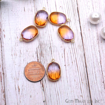 Aura Quartz 12x16mm Octagon Shape Doublet Quartz Gemstone Connector (Pick Your Color, Plating, Bail) - GemMartUSA