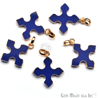 Gold Plated Gemstone 29x25mm Medieval Cross Shape Pendant (Pick Gemstone) - GemMartUSA