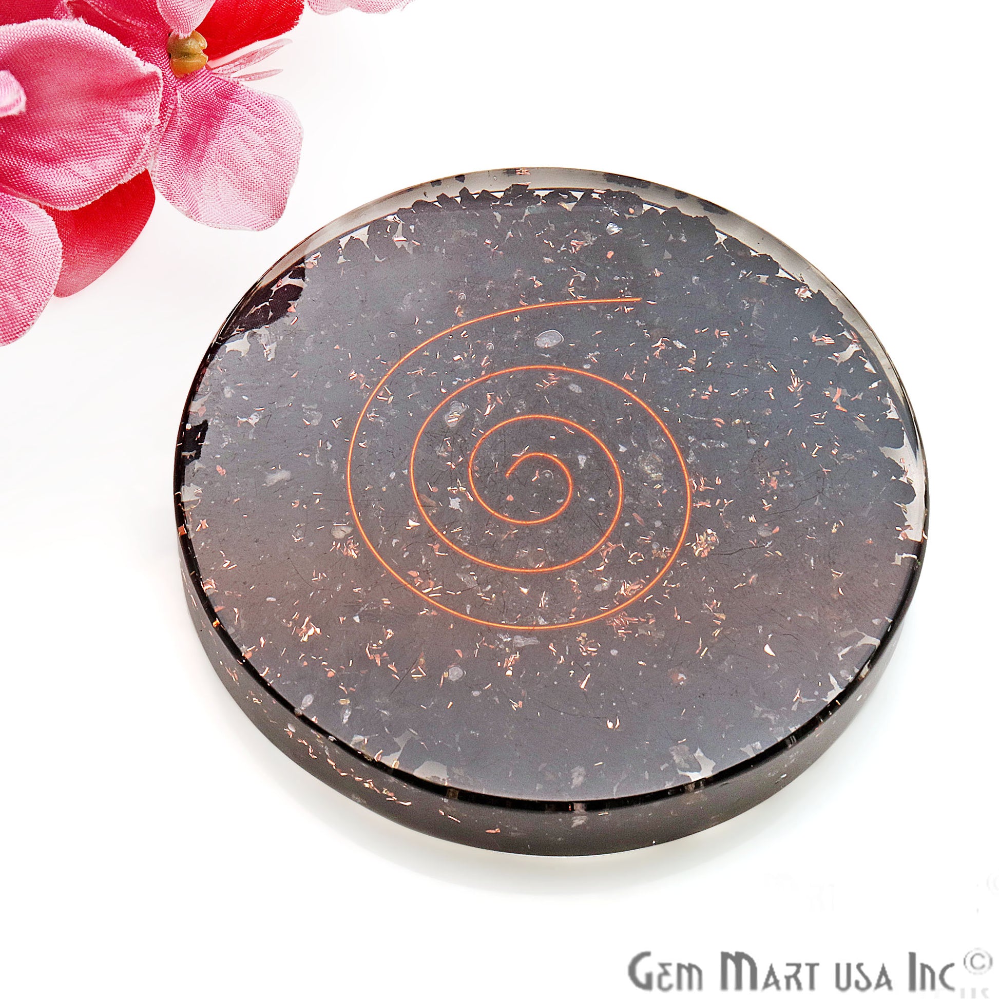 Black Tourmaline Healing Stone Plate , Tourmaline Meditation Stone, Home Decor 80MM - GemMartUSA