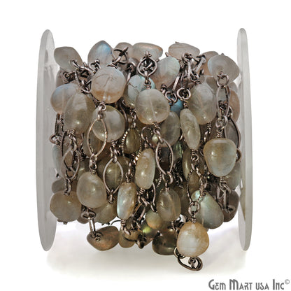 Labradorite With Oxidized Marquise Finding Rosary Chain
