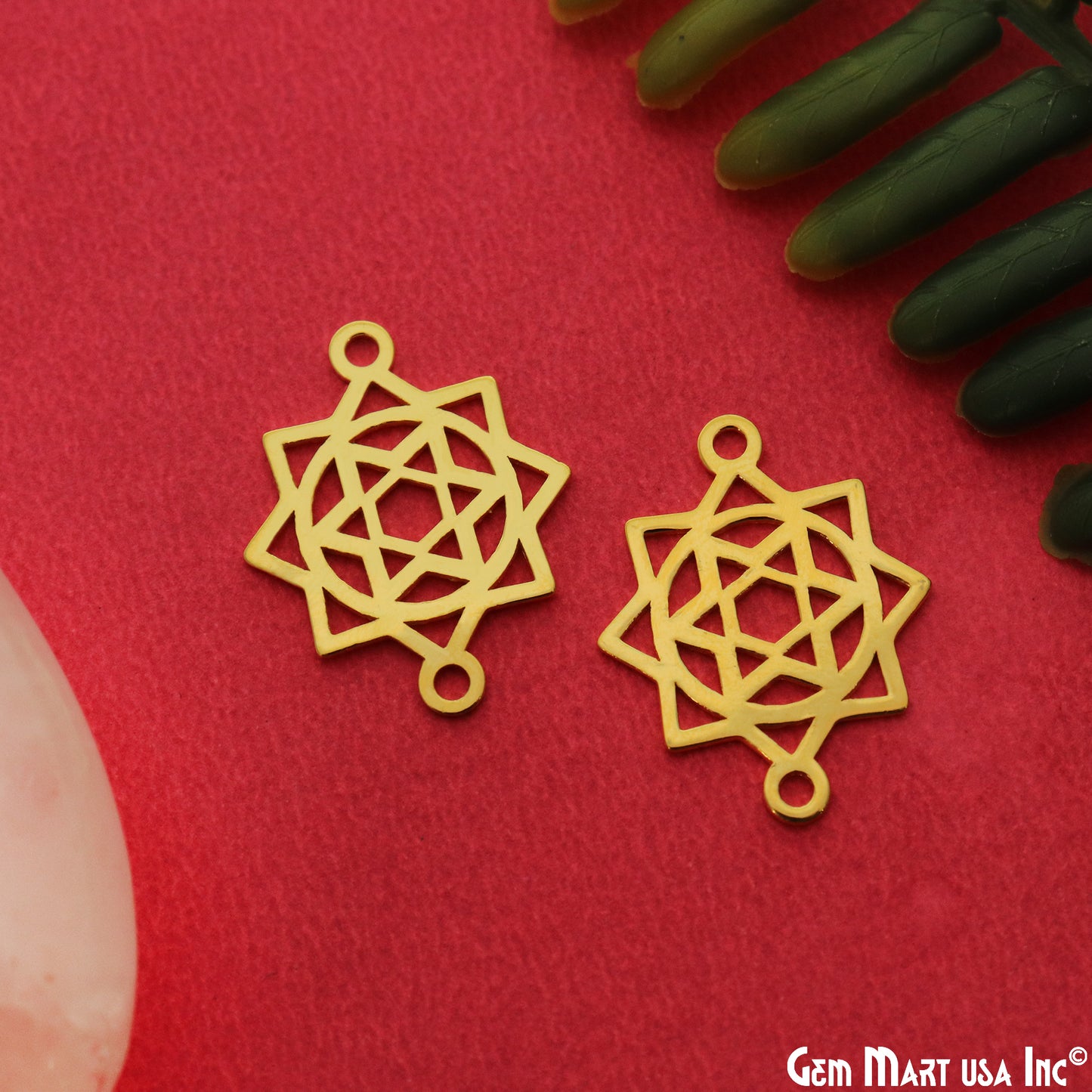 Metatron's Cube Charm Gold Laser Finding 25x19.8mm Gold Plated Charm For Bracelets & Pendants