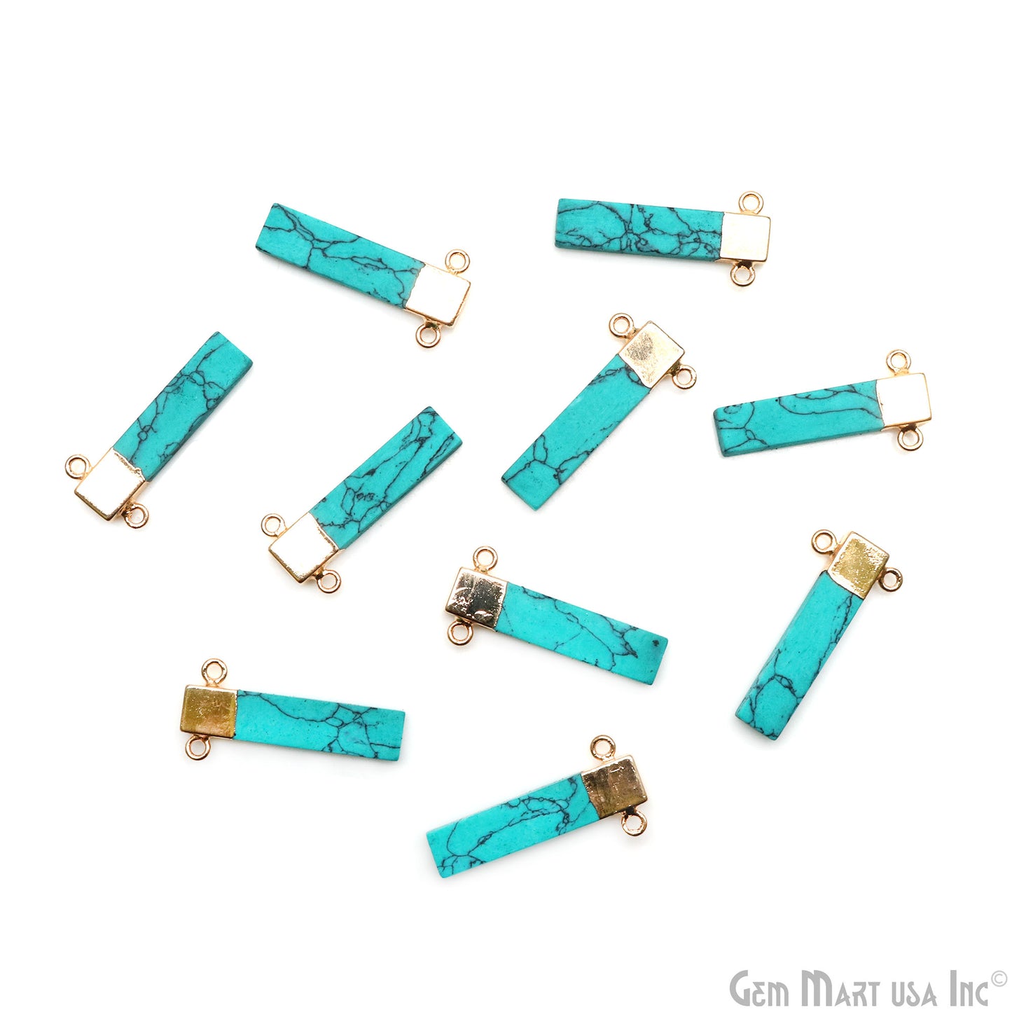 Dyed Howlite Rectangle 30x15mm Gold Electroplated Cat Bail Connector