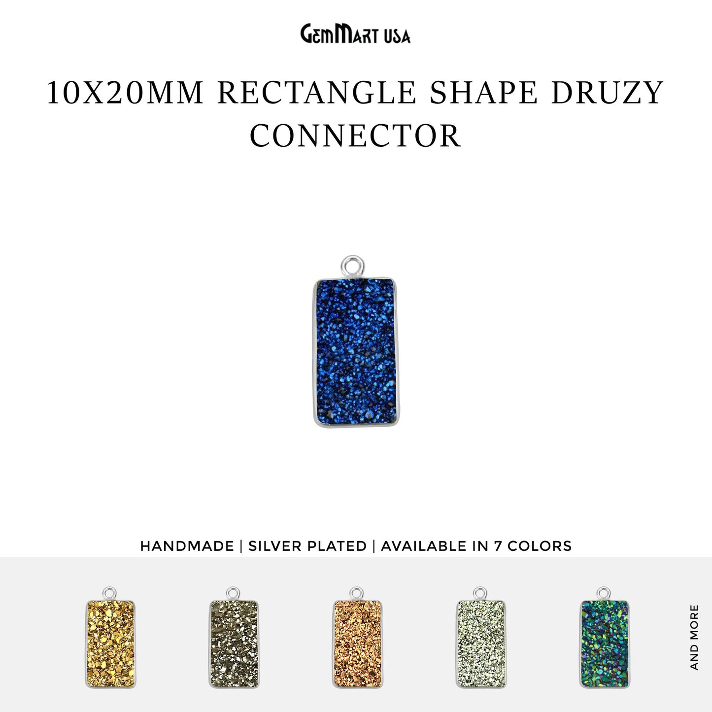 Titanium Druzy 10x20mm Rectangle Single Bail Silver Bezel Gemstone Connector