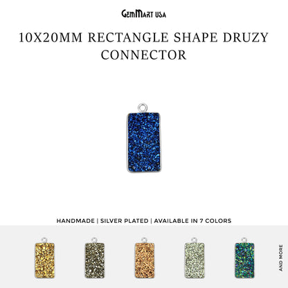 Titanium Druzy 10x20mm Rectangle Single Bail Silver Bezel Gemstone Connector