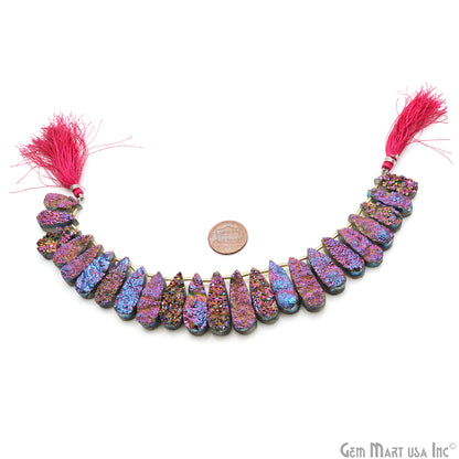 Purple Druzy Pears Beads, 8 Inch Gemstone Strands, Drilled Strung Briolette Beads, Pears Shape, 23X10mm
