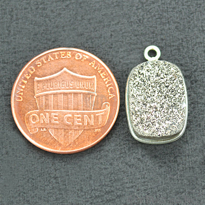 Titanium Platinum Druzy 10x14mm Octagon Connector (Pick Bail,Plating) - GemMartUSA