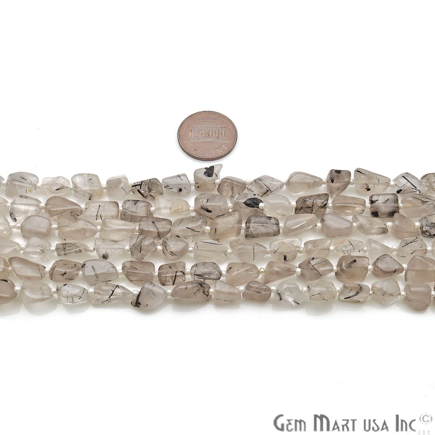 Rutilated Free Form 9x7mm Tumble Beads Gemstone Strands - GemMartUSA