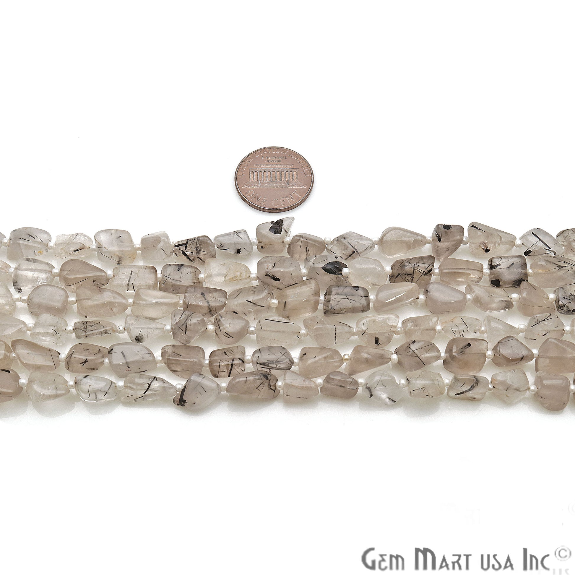 Rutilated Free Form 9x7mm Tumble Beads Gemstone Strands - GemMartUSA