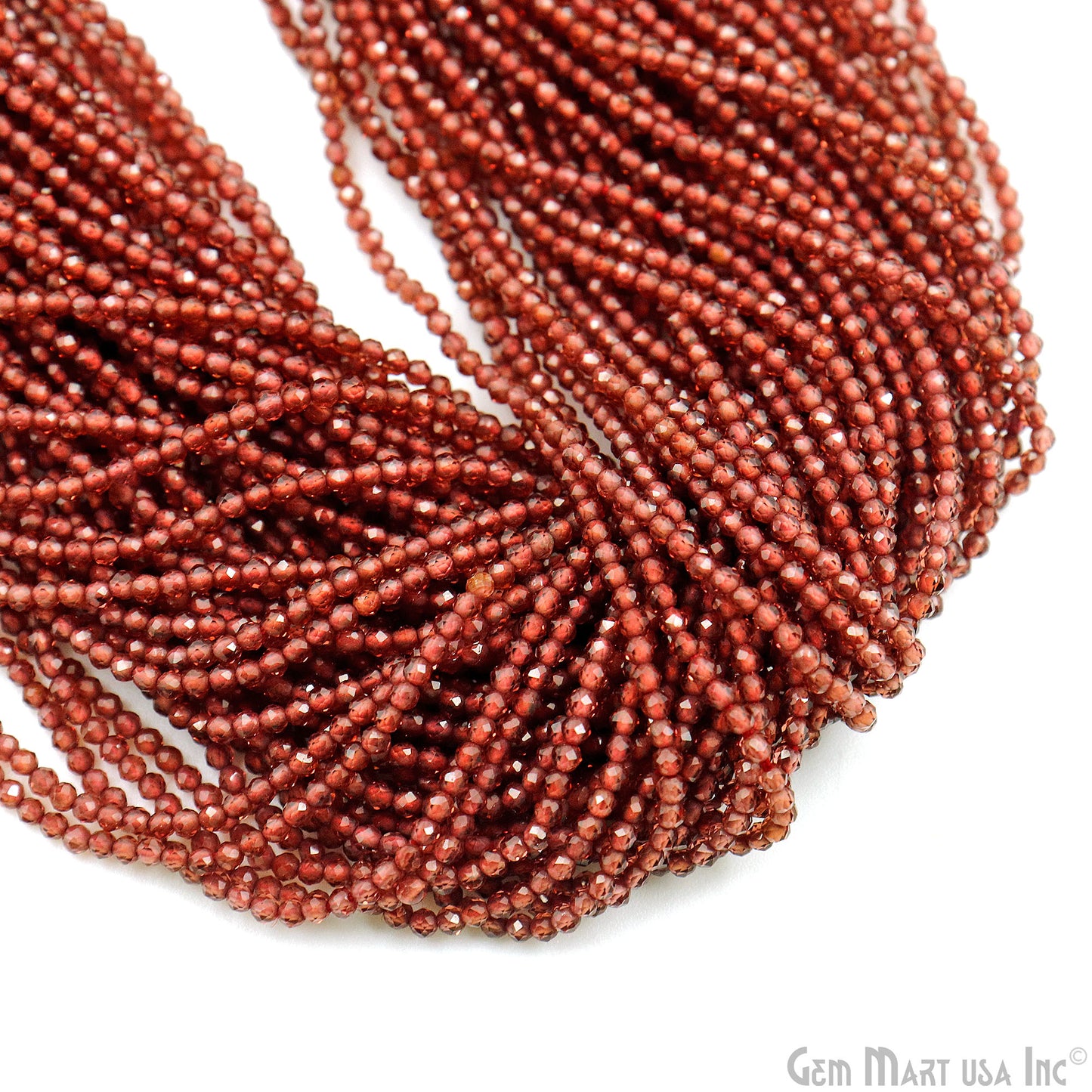 Garnet Rondelle Beads, 13 Inch Gemstone Strands, Drilled Strung Nugget Beads, Faceted Round, 1.5-2mm