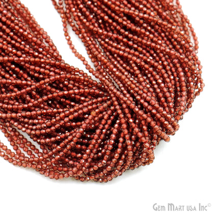 Garnet Rondelle Beads, 13 Inch Gemstone Strands, Drilled Strung Nugget Beads, Faceted Round, 1.5-2mm