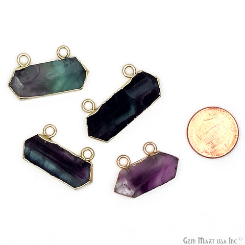 Double Point Fluorite Gemstone Bar Necklace Pendant - GemMartUSA