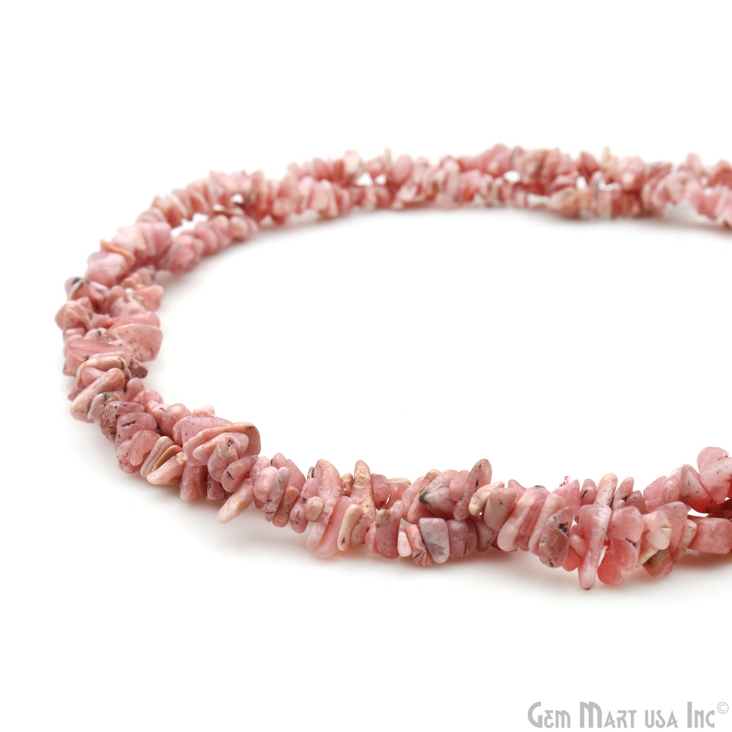 Rhodochrosite Chip Beads, 34 Inch, Natural Chip Strands, Drilled Strung Nugget Beads, 3-7mm, Polished, GemMartUSA (CHRS-70001)