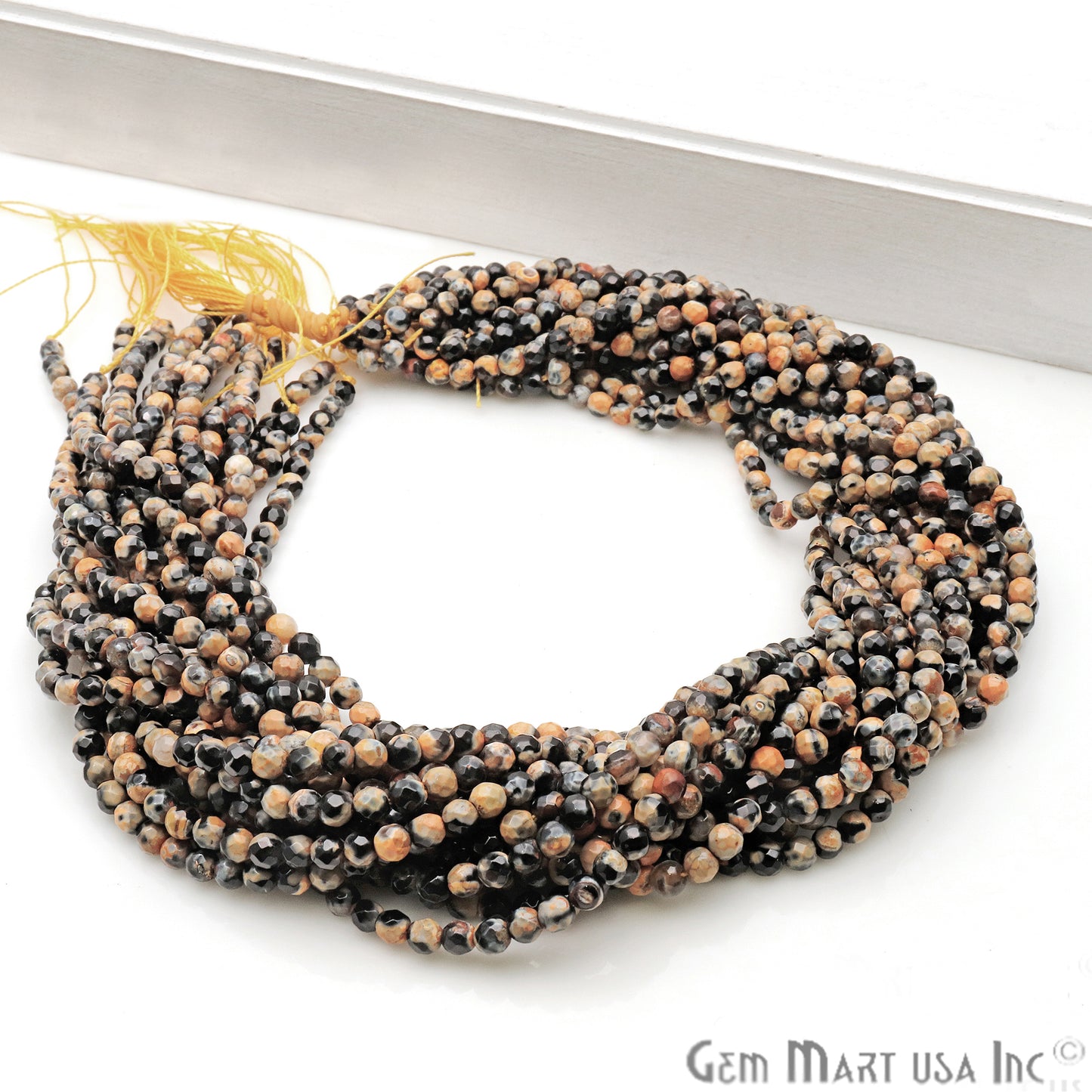 Bumble Bee Jade 4mm Faceted Rondelle Beads Strands 14Inch - GemmartUSA
